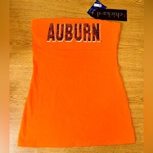 NEW AUBURN SEC FOOTBALL TUBE TOP ORANGE BLUE STRAPLESS TANK SHIRT CHICKA D